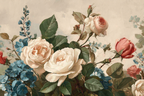 Gemälde Rosen Und Blaü Blüten | Rosen Tulpen Lavendel | Blumen