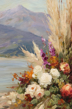 Trocken Retro Flowers Strauss Und Berge Impressionistisch Malerei | Trockenblumen Retro Flowers | Blumen