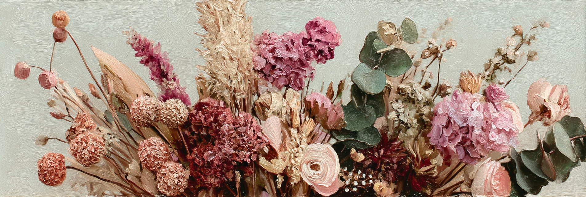 Trocken Retro Flowers Florale Anordnung Mit Soften Farbtonen Pink Und Weiss | Trockenblumen Retro Flowers | Blumen