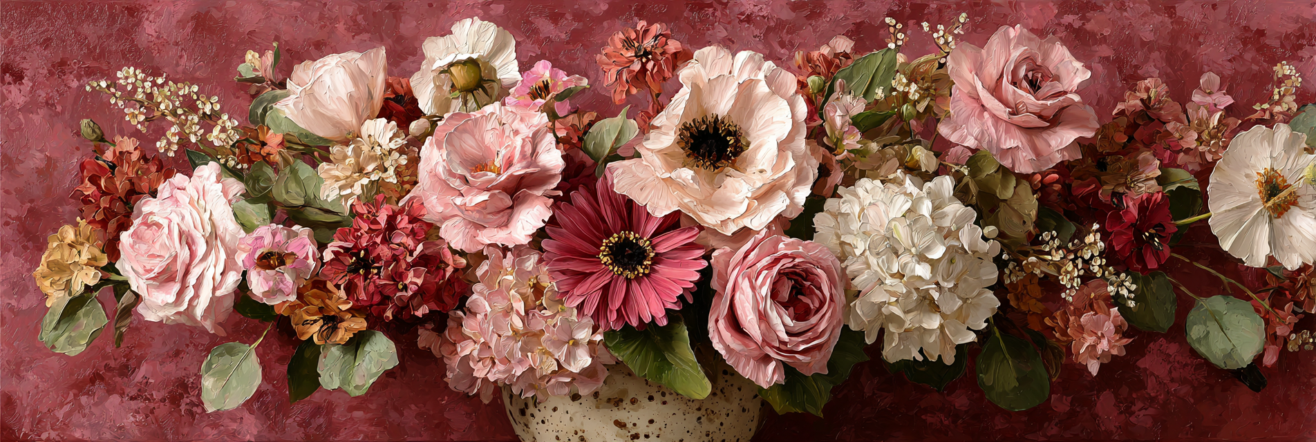 Trocken Retro Flowers Strauss Rot Weiss Rosa Kunstwerk | Trockenblumen Retro Flowers | Blumen