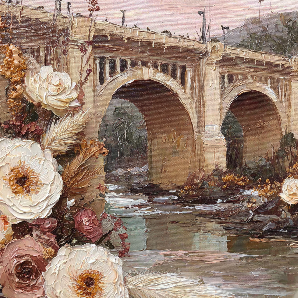 Trocken Retro Flowers Brücke Über Wasser Mit Und Folienteichen | Trockenblumen Retro Flowers | Blumen