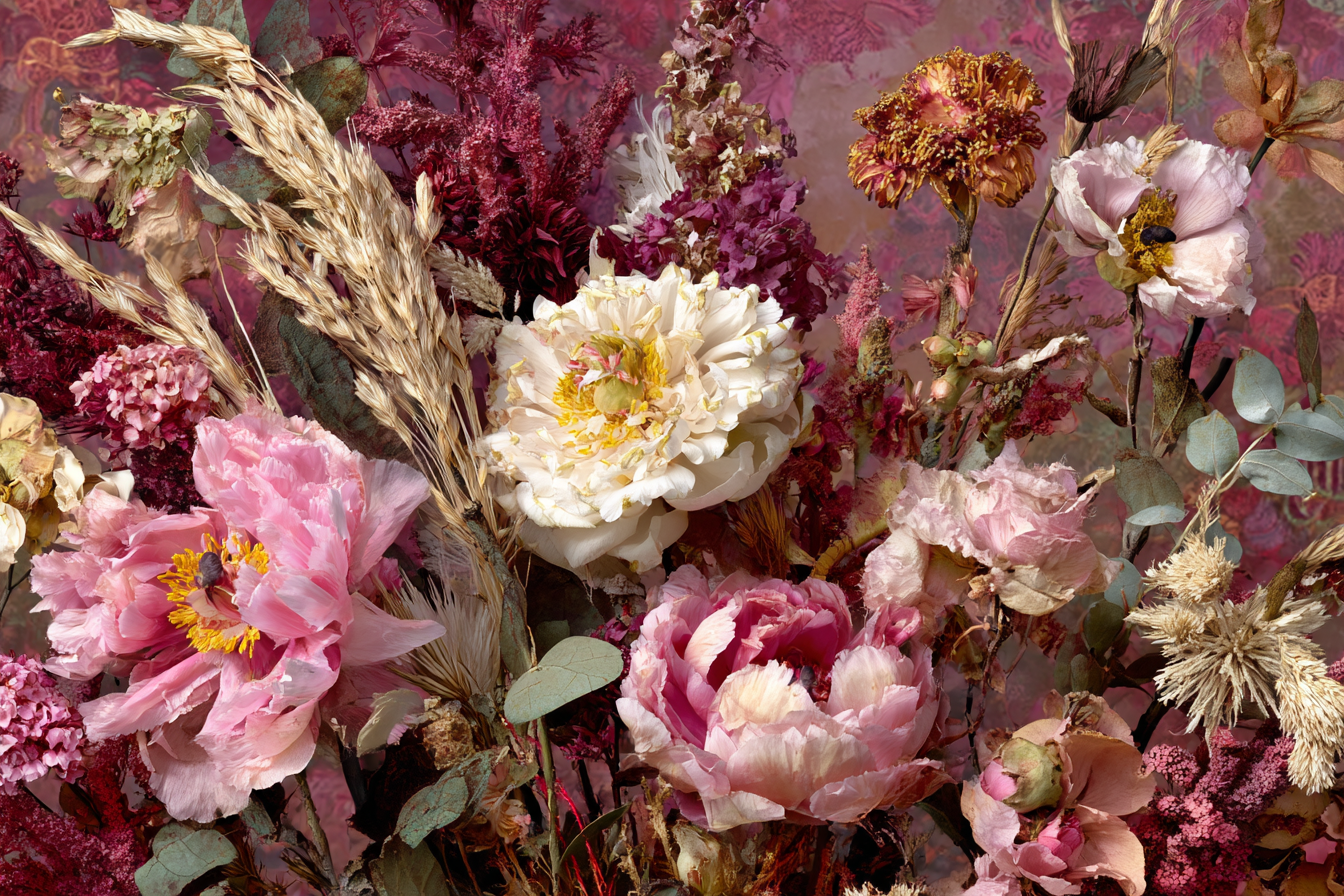 Trocken Retro Flowers Arrangement Blüten Getrocknete Pflanzen Wheat Eukalyptus | Trockenblumen Retro Flowers | Blumen