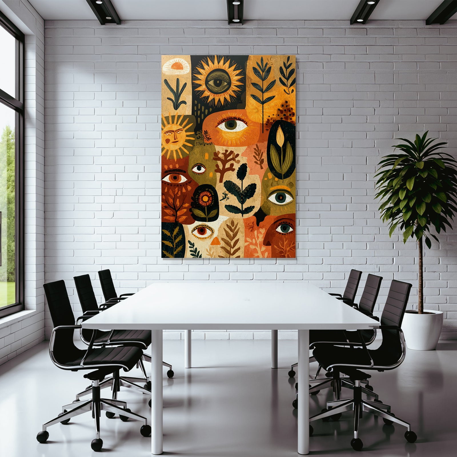 Abstrakte Collage Mit Augen Sonnenmotiven Und Pflanzen Illustrationen