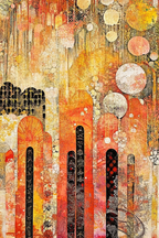 Abstrakte Kunst Mit Warmen Farben Und Kontrastierenden Elementen | Boho Eklektisch | Einrichtungsstile
