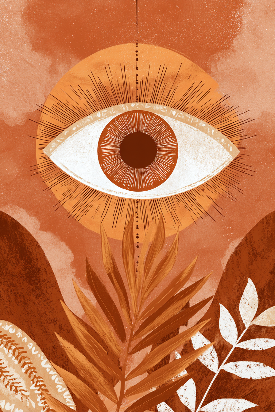 Auge Sonne Blatt Illustratio Orange Erde Tones | Boho Eklektisch | Einrichtungsstile