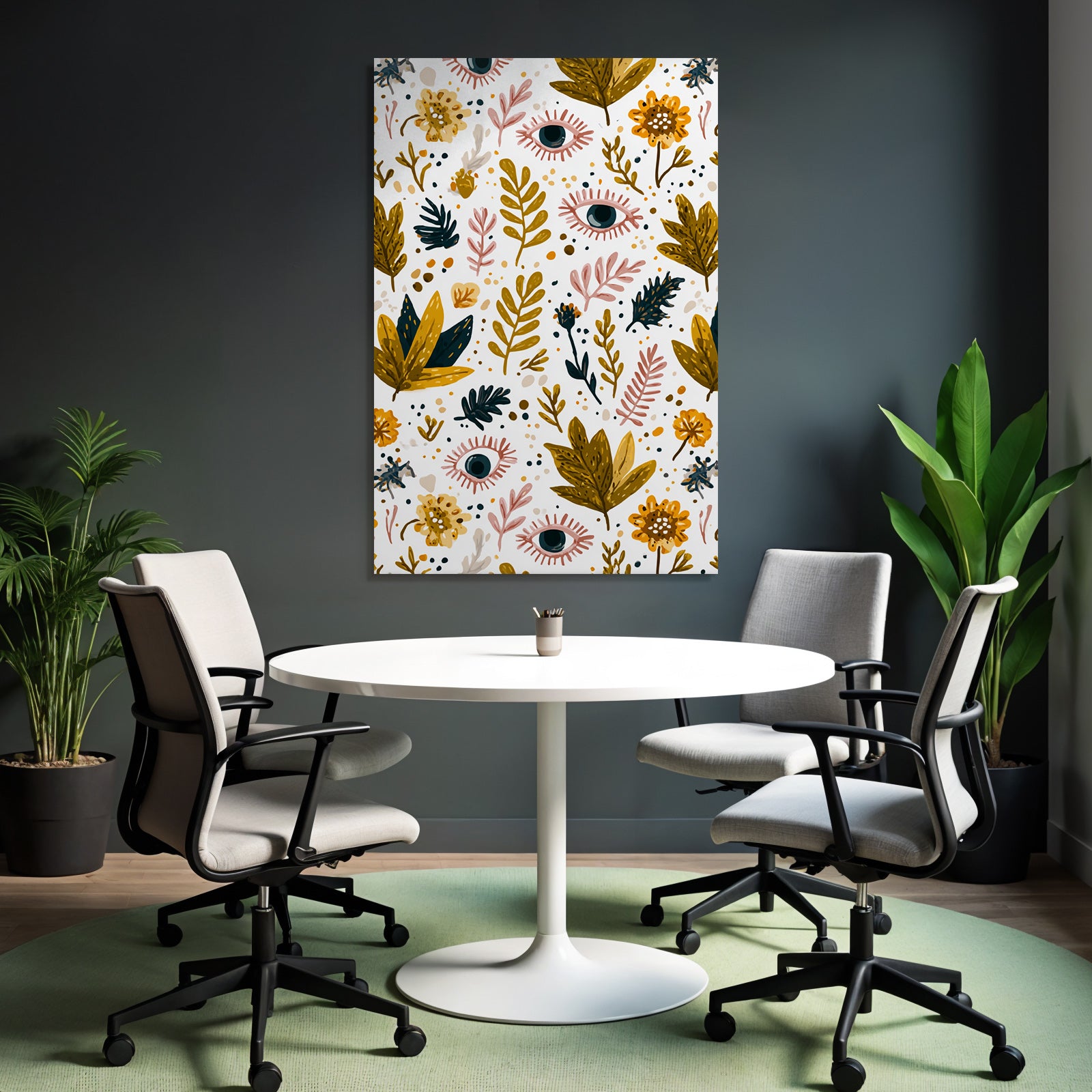 Blumen Und Augen Auf Weissem Hintergrund