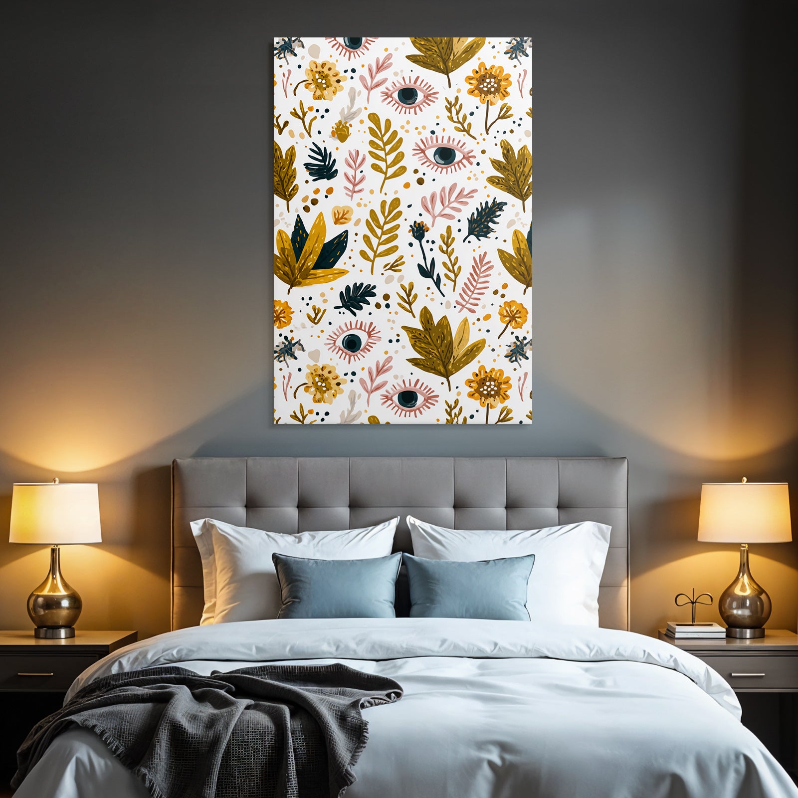Blumen Und Augen Auf Weissem Hintergrund