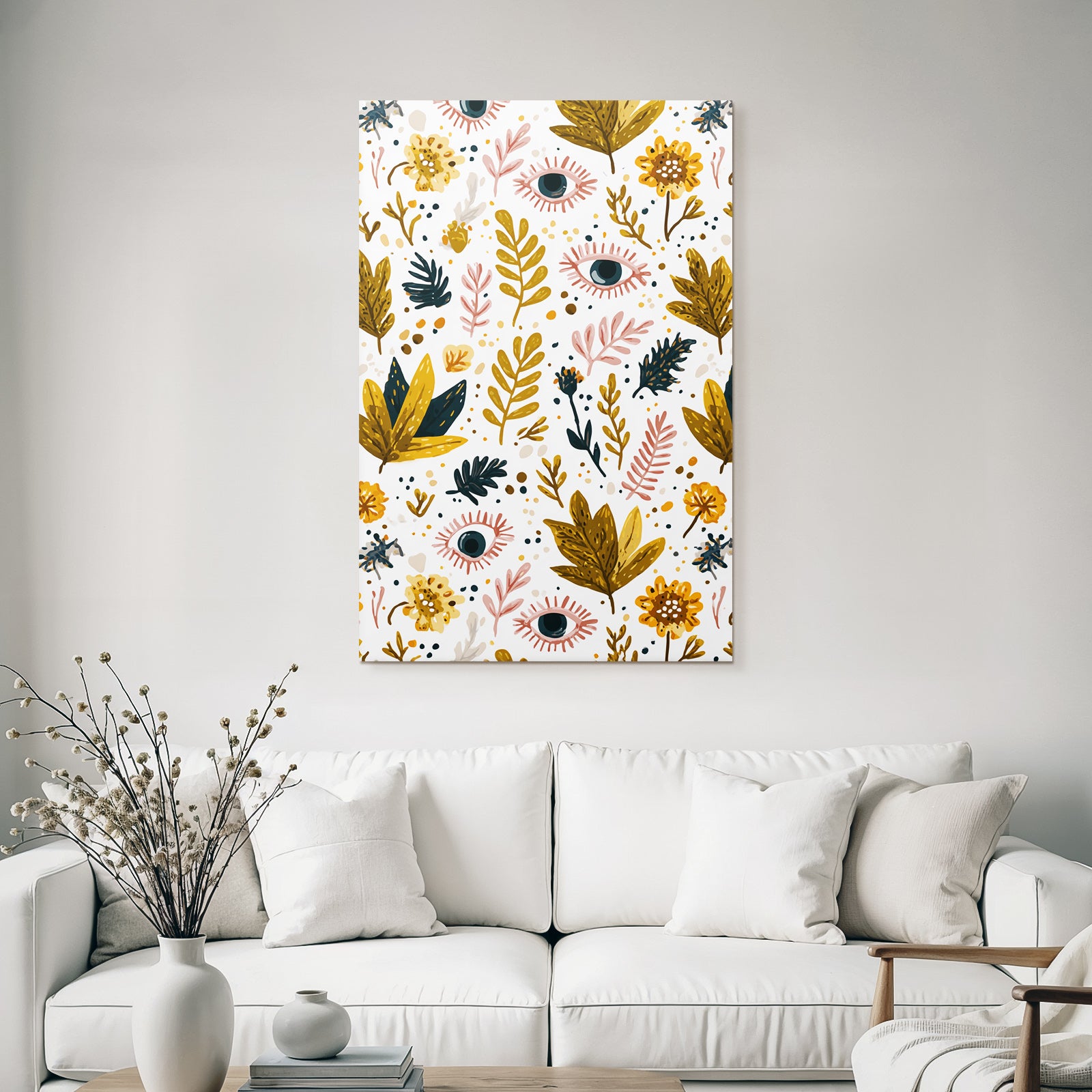 Blumen Und Augen Auf Weissem Hintergrund