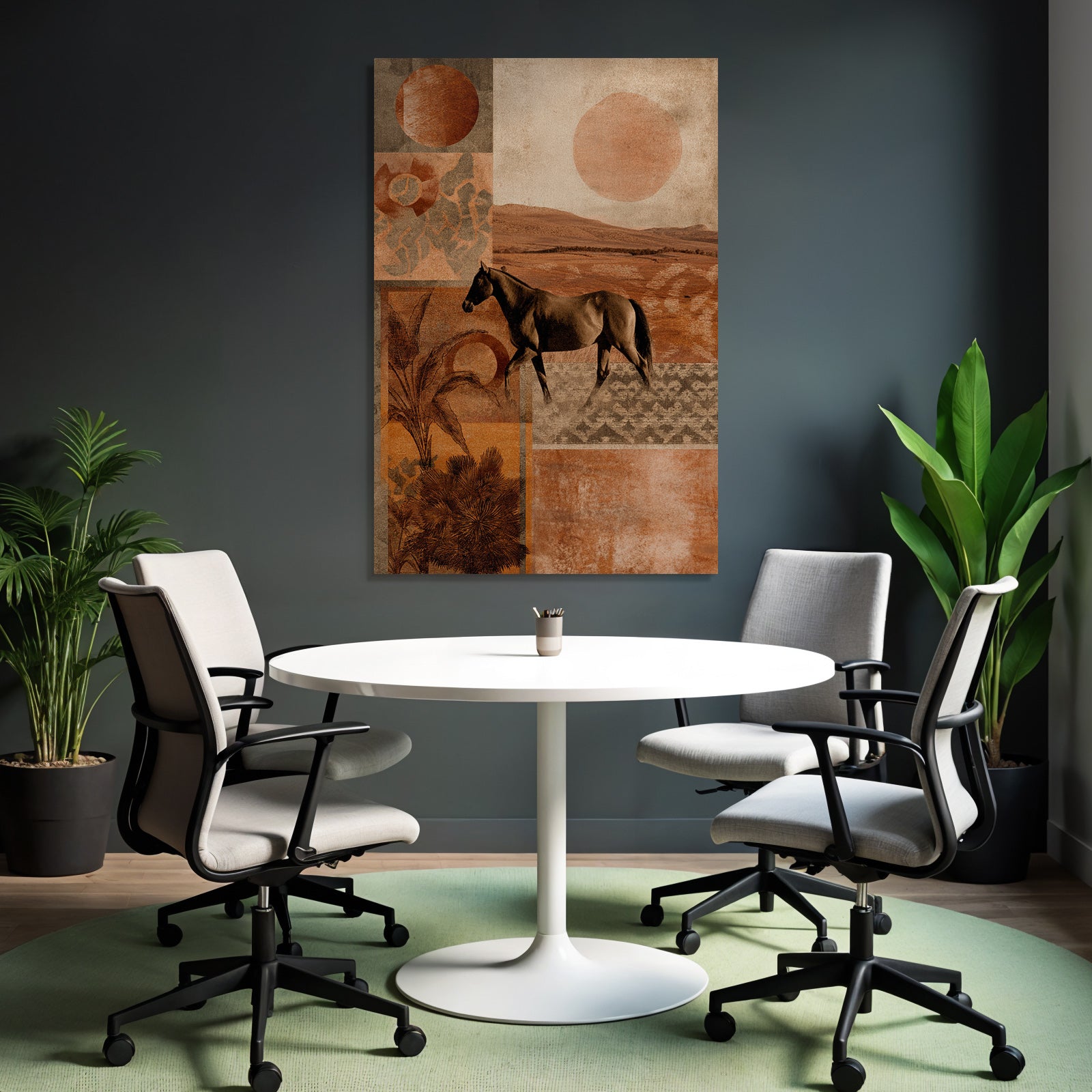 Collage Pferd Geometrische Formen Natuerliche Elemente