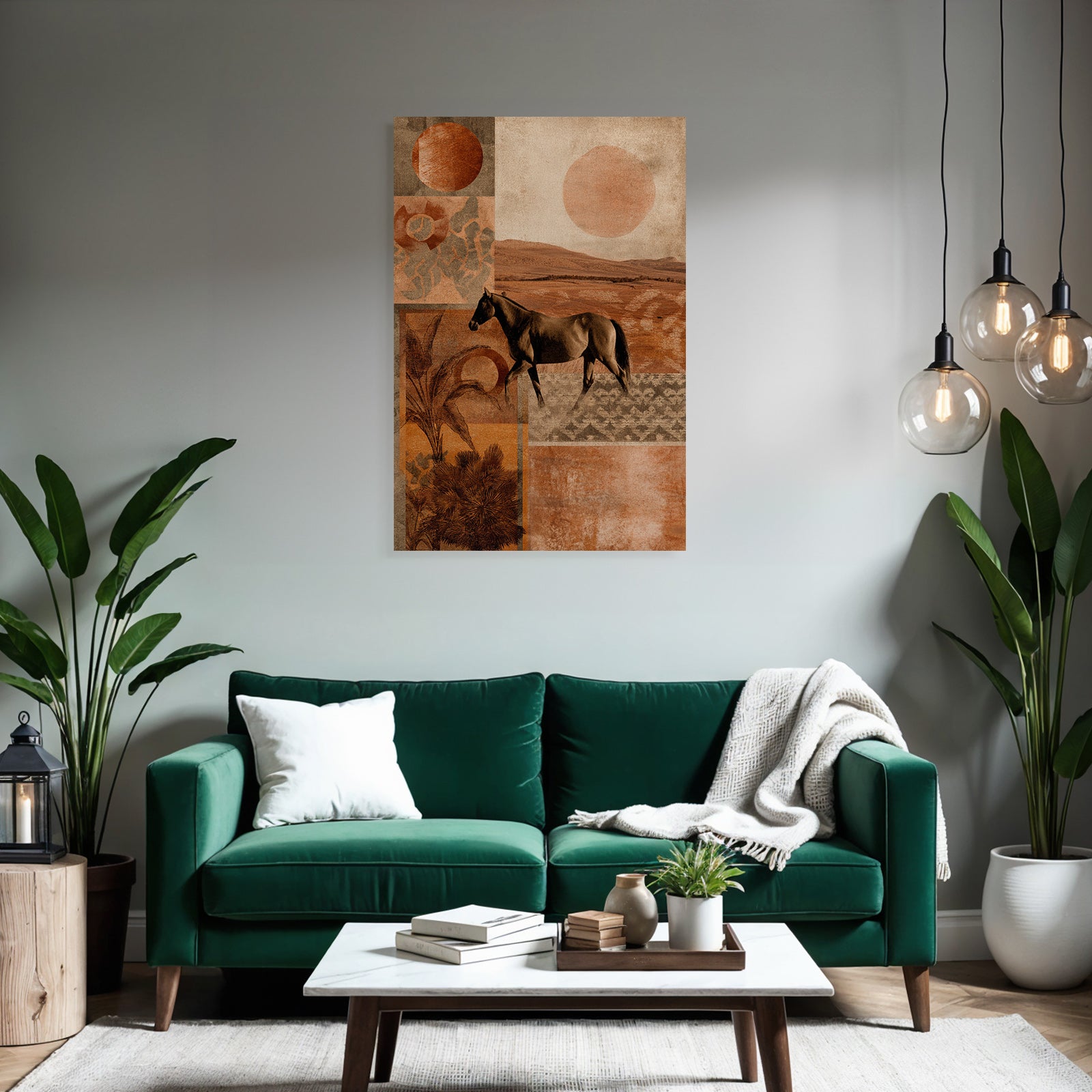 Collage Pferd Geometrische Formen Natuerliche Elemente