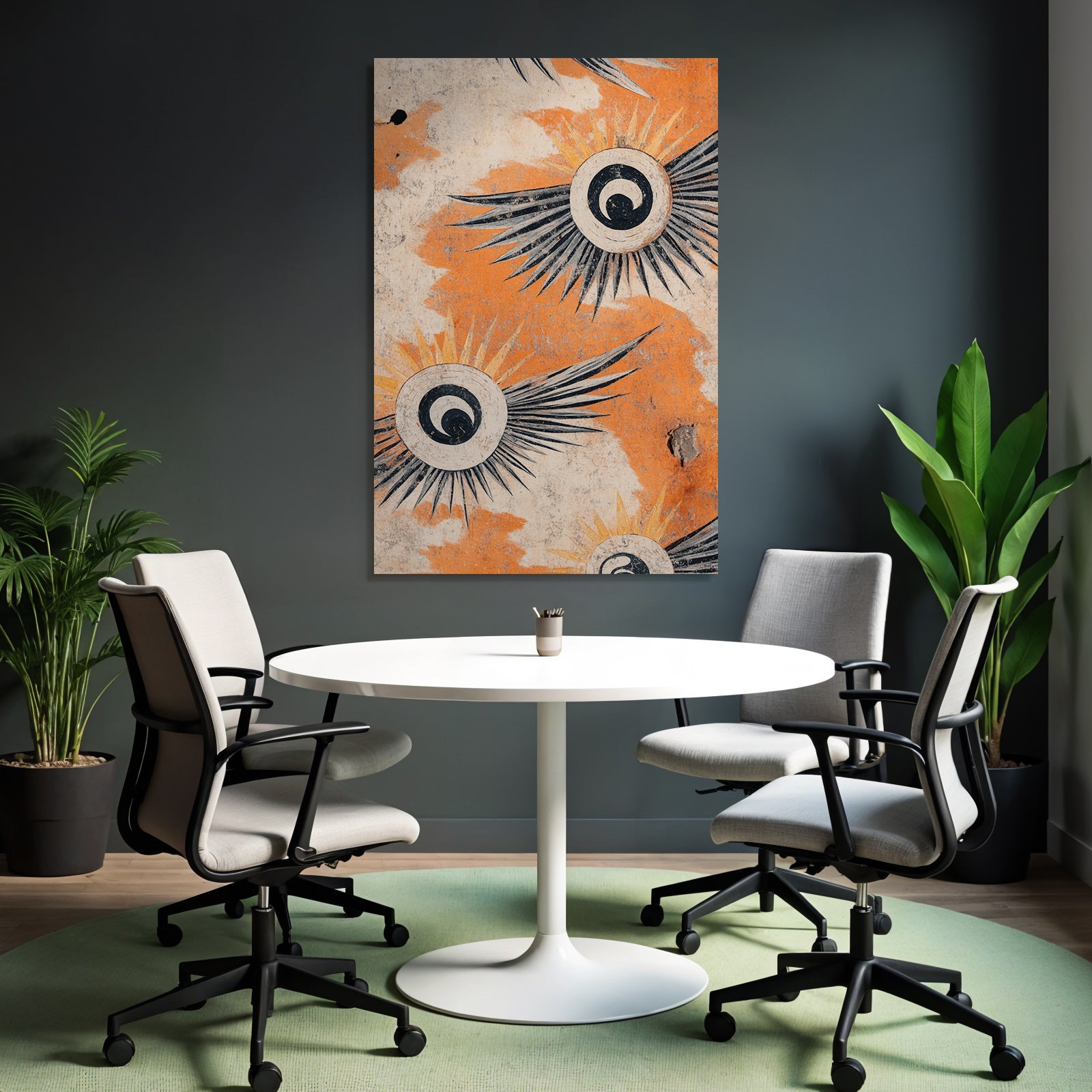 Dekoratives Sonnenmotiv Auf Orange Hintergrund