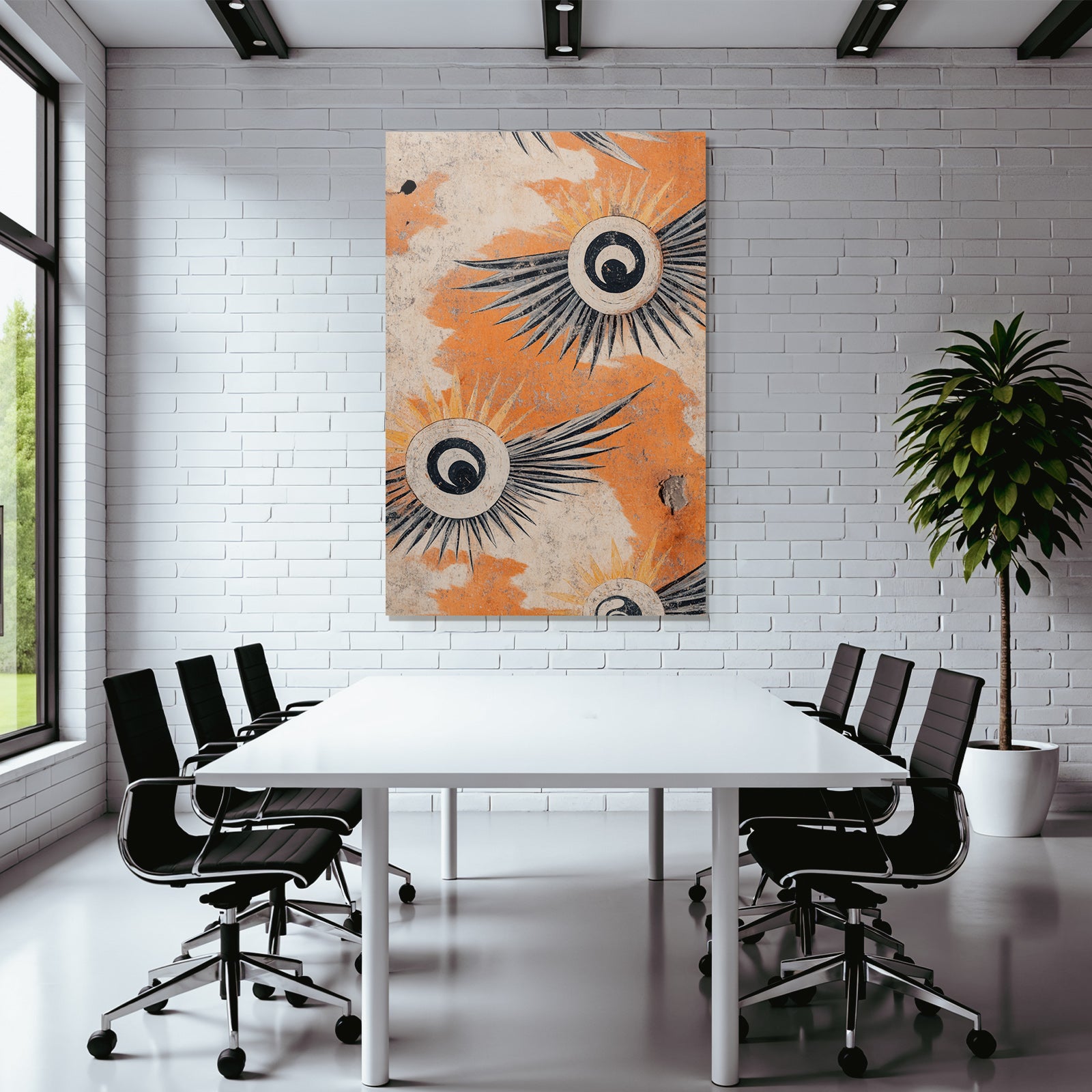Dekoratives Sonnenmotiv Auf Orange Hintergrund