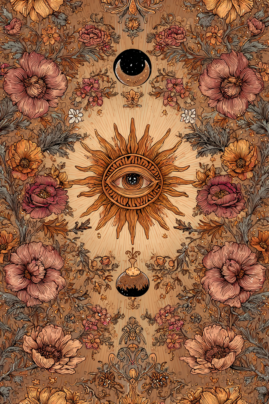Floral Und Himmlische Kunst Mit Sonne Und Blumen Mit Mond | Boho Eklektisch | Einrichtungsstile