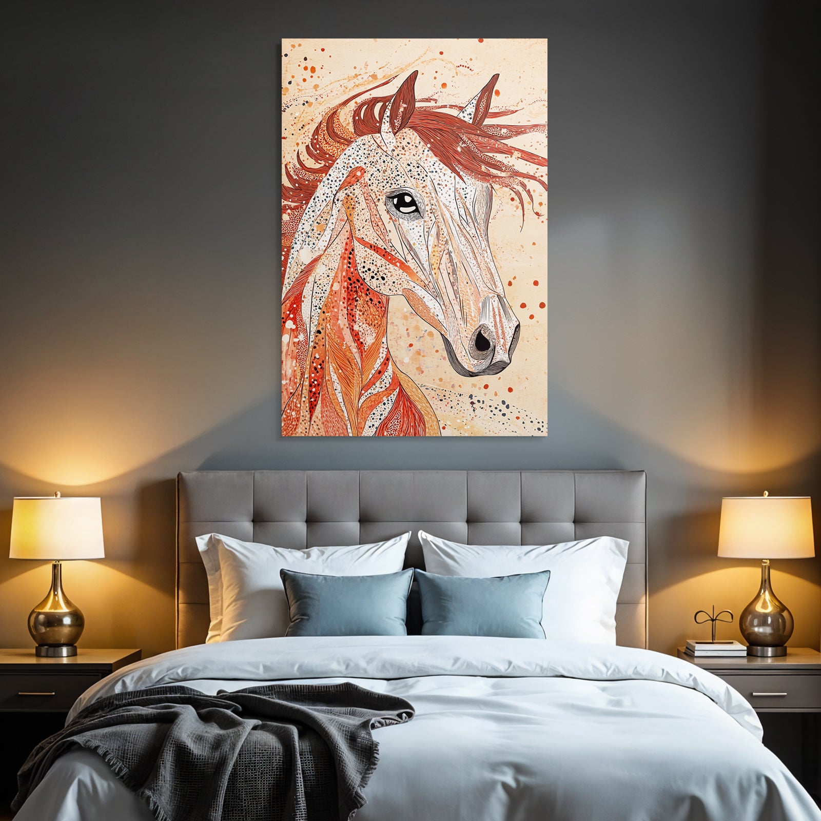 Kunstvolles Pferd Mit Mustern