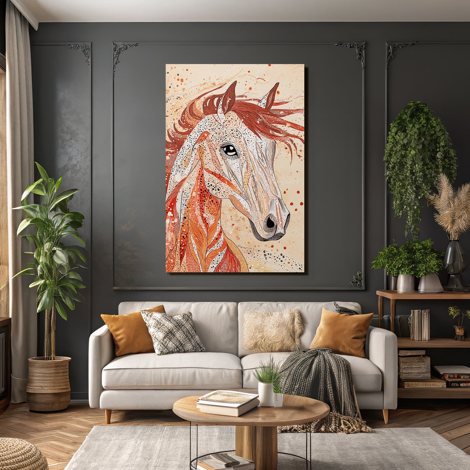 Kunstvolles Pferd Mit Mustern