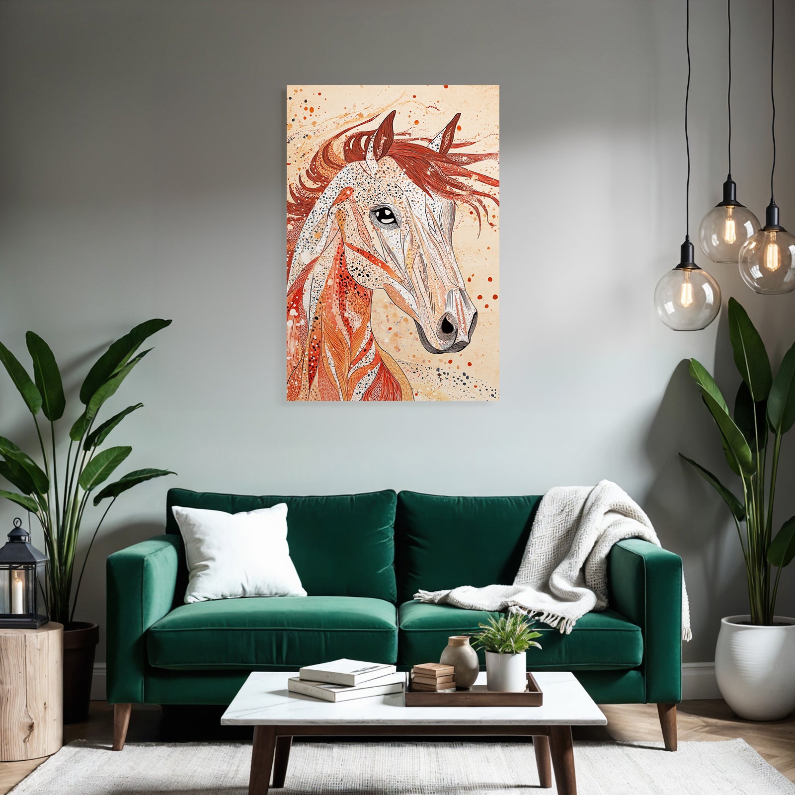 Kunstvolles Pferd Mit Mustern