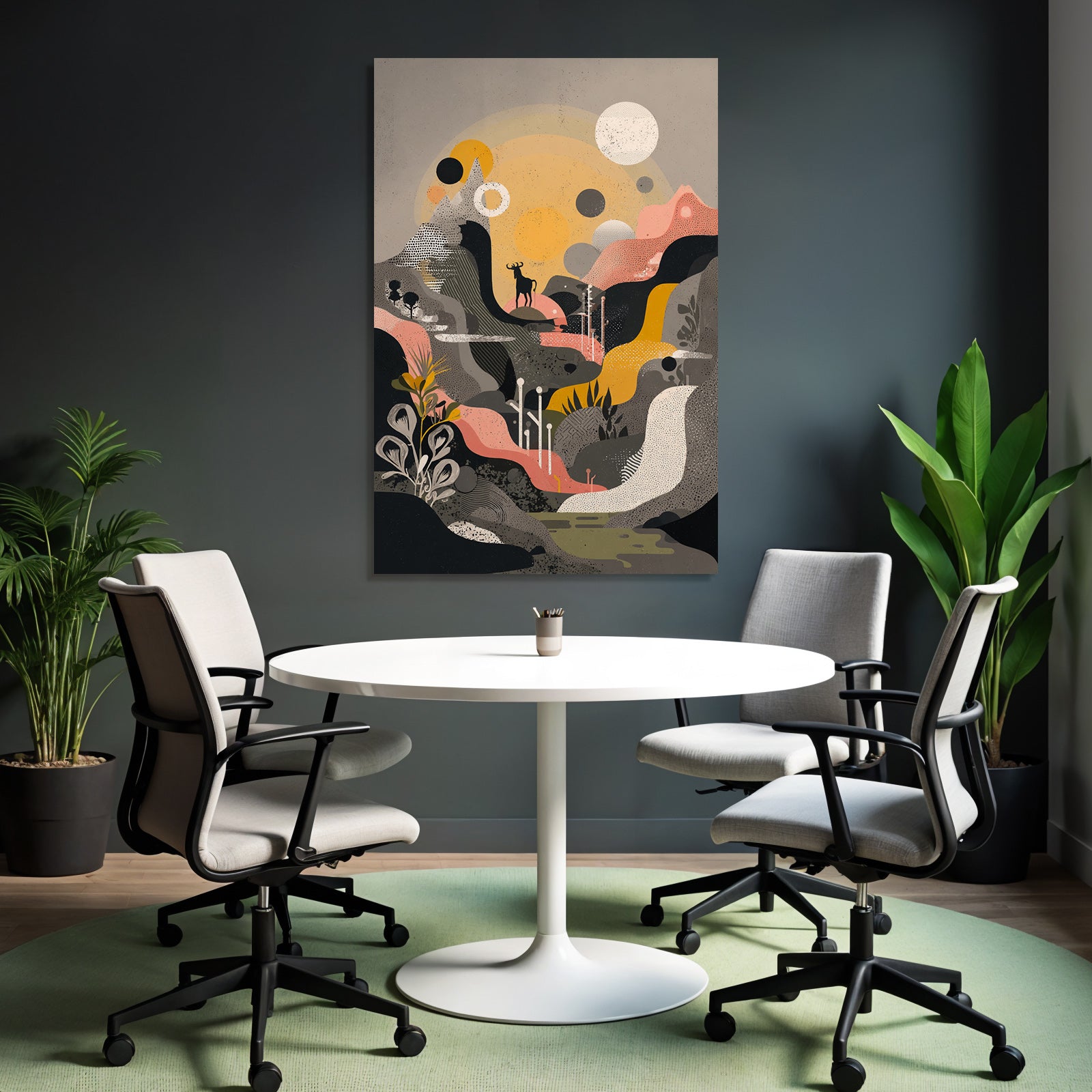 Landschaft Illustration Mit Reh