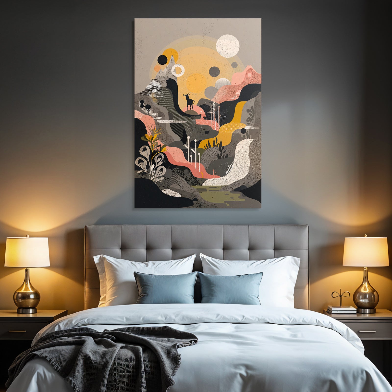 Landschaft Illustration Mit Reh