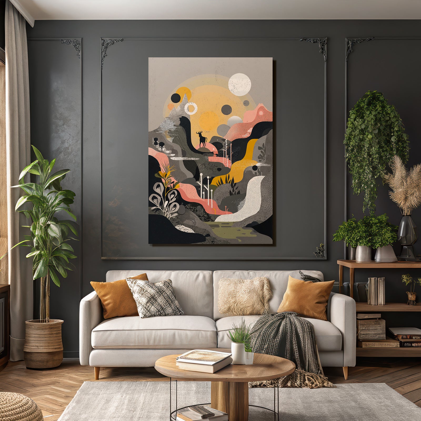 Landschaft Illustration Mit Reh