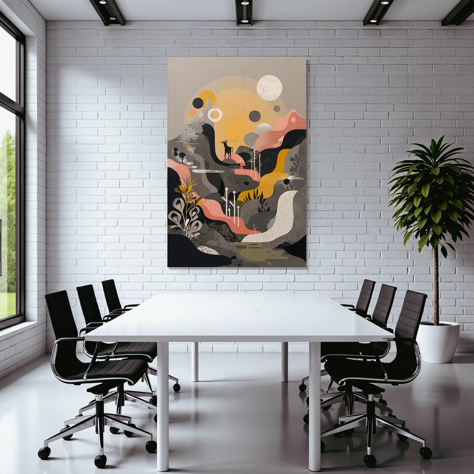 Landschaft Illustration Mit Reh