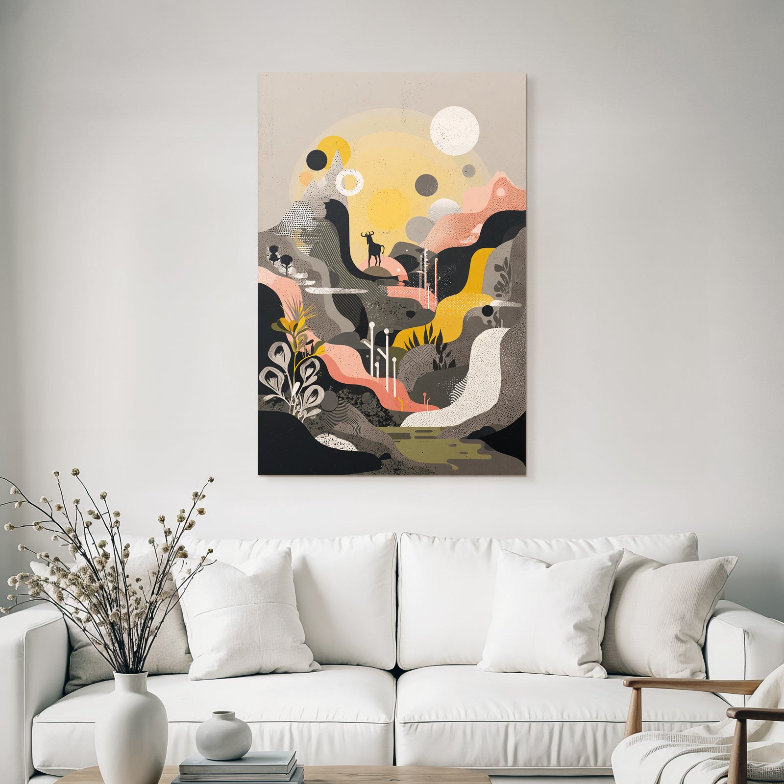 Landschaft Illustration Mit Reh