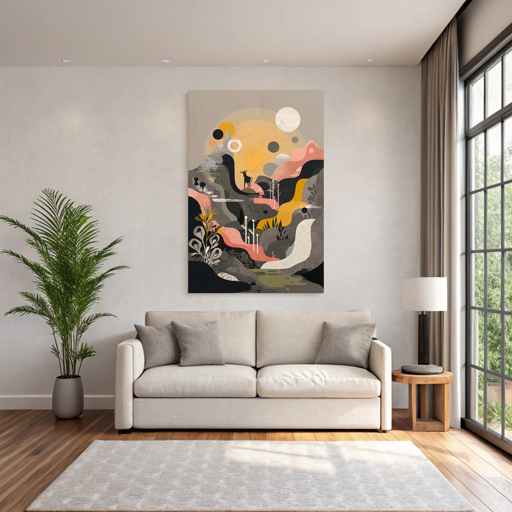 Landschaft Illustration Mit Reh