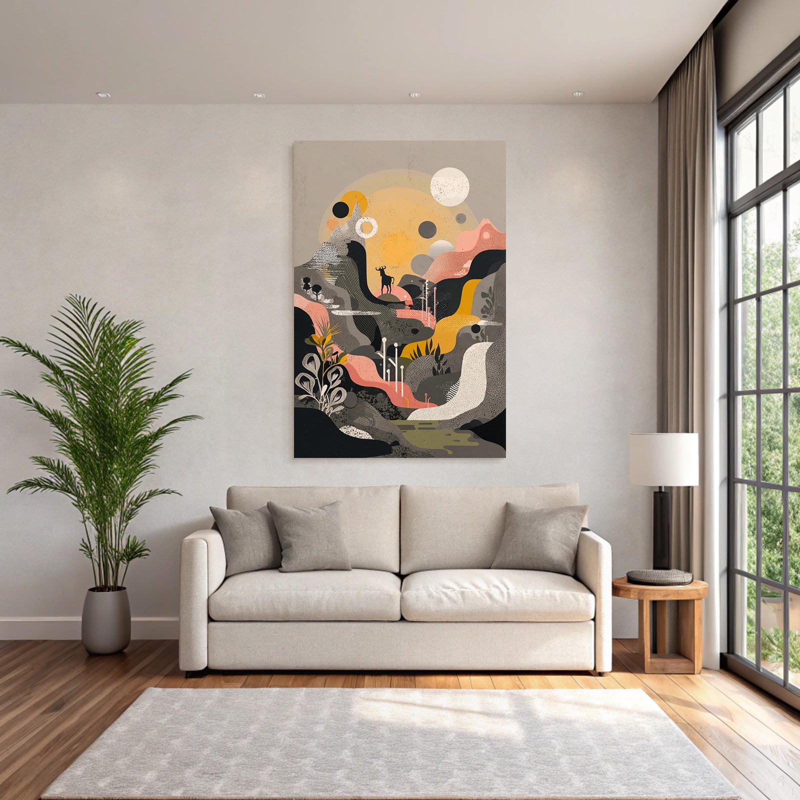 Landschaft Illustration Mit Reh