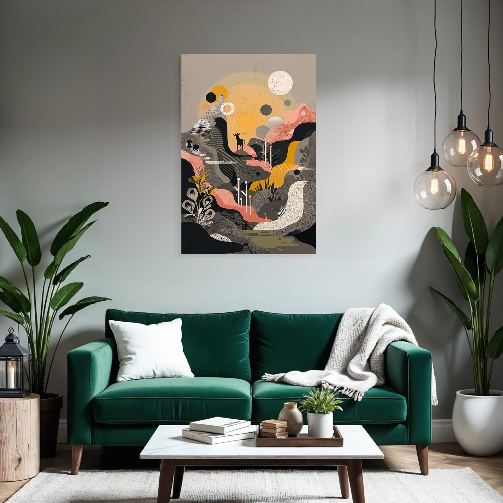 Landschaft Illustration Mit Reh