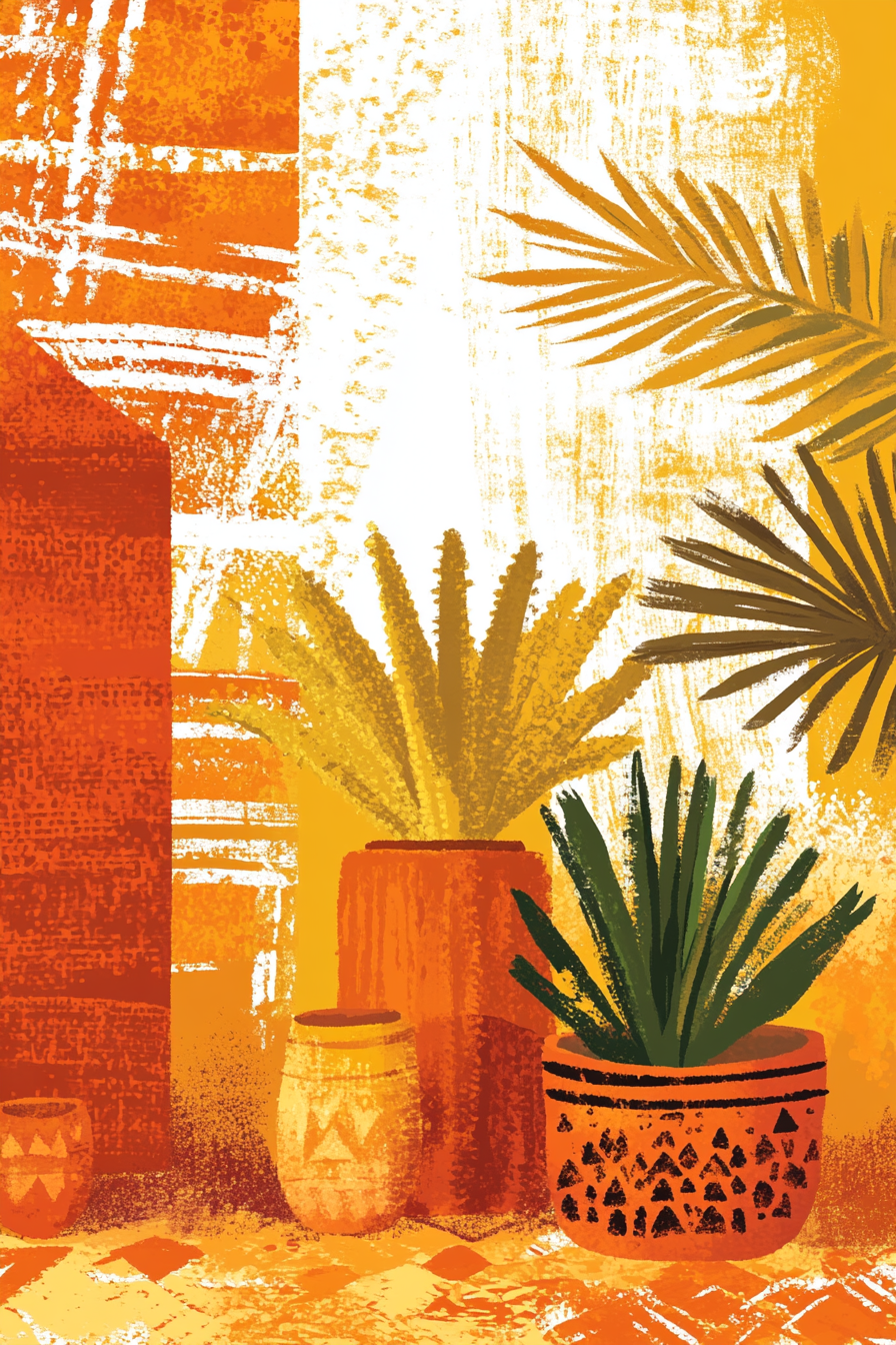 Pflanzen In Dekorativen Toepfen Mit Lebhaften Orange | Boho Eklektisch | Einrichtungsstile