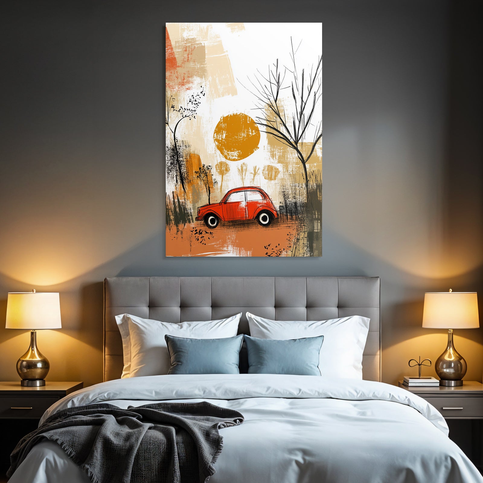 Rotes Auto Sonnenuntergang