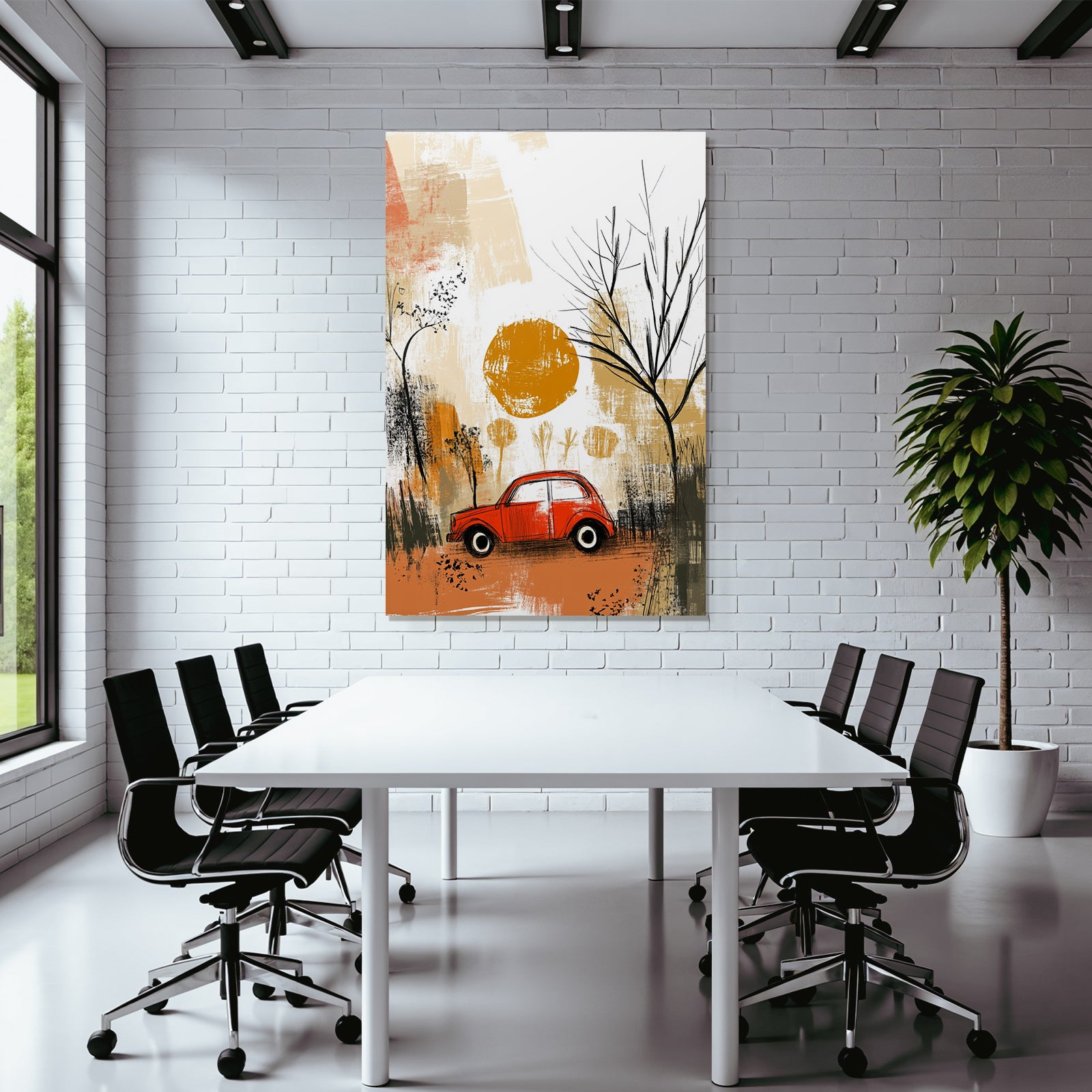 Rotes Auto Sonnenuntergang