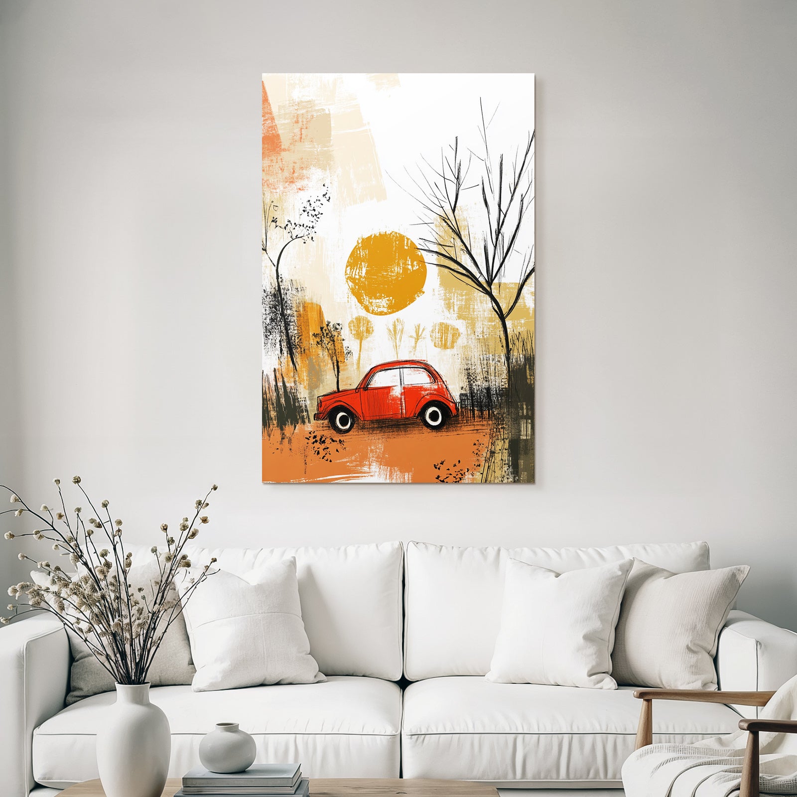 Rotes Auto Sonnenuntergang
