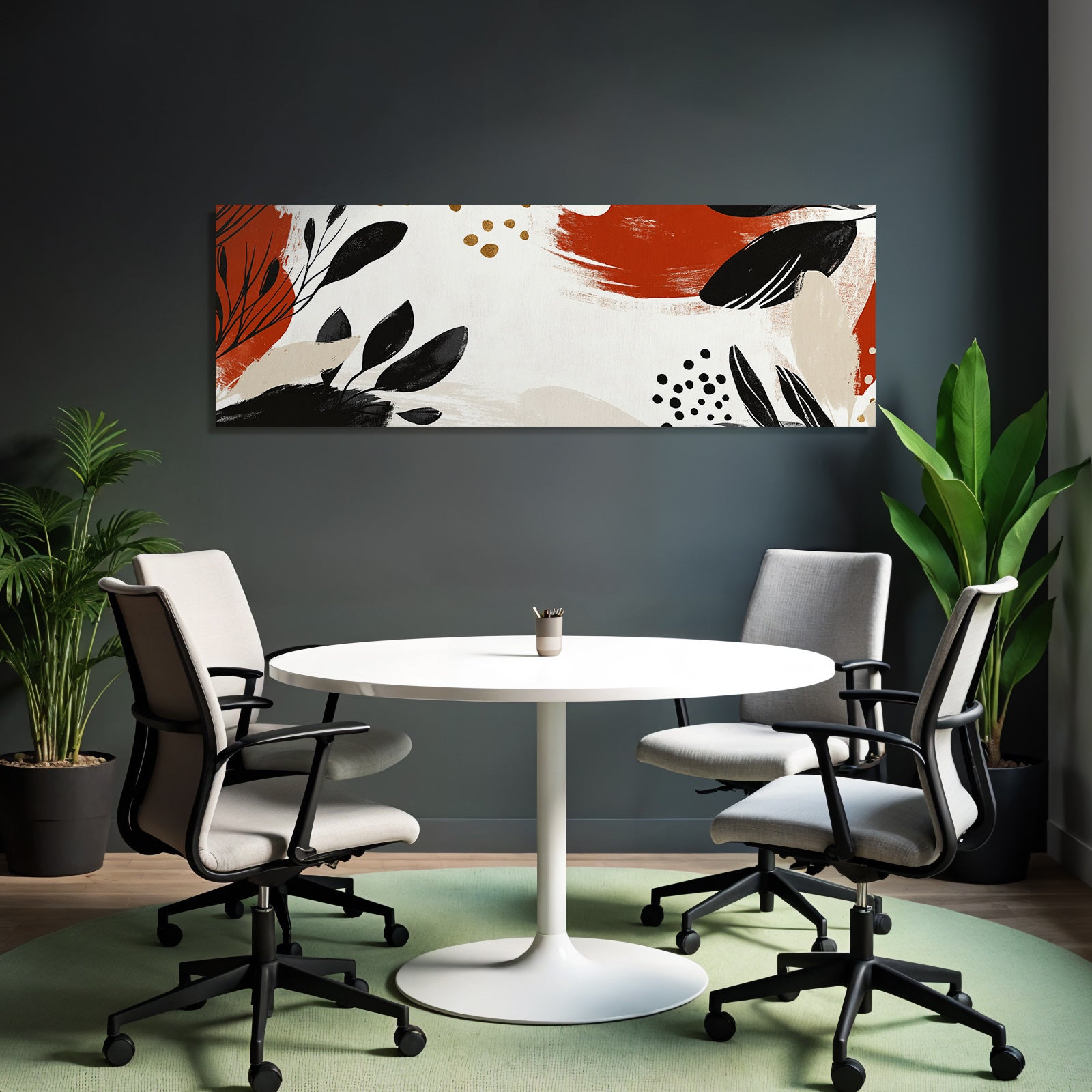 Abstrakte Elemente Blatt Formen Farbe Black Orange Creme