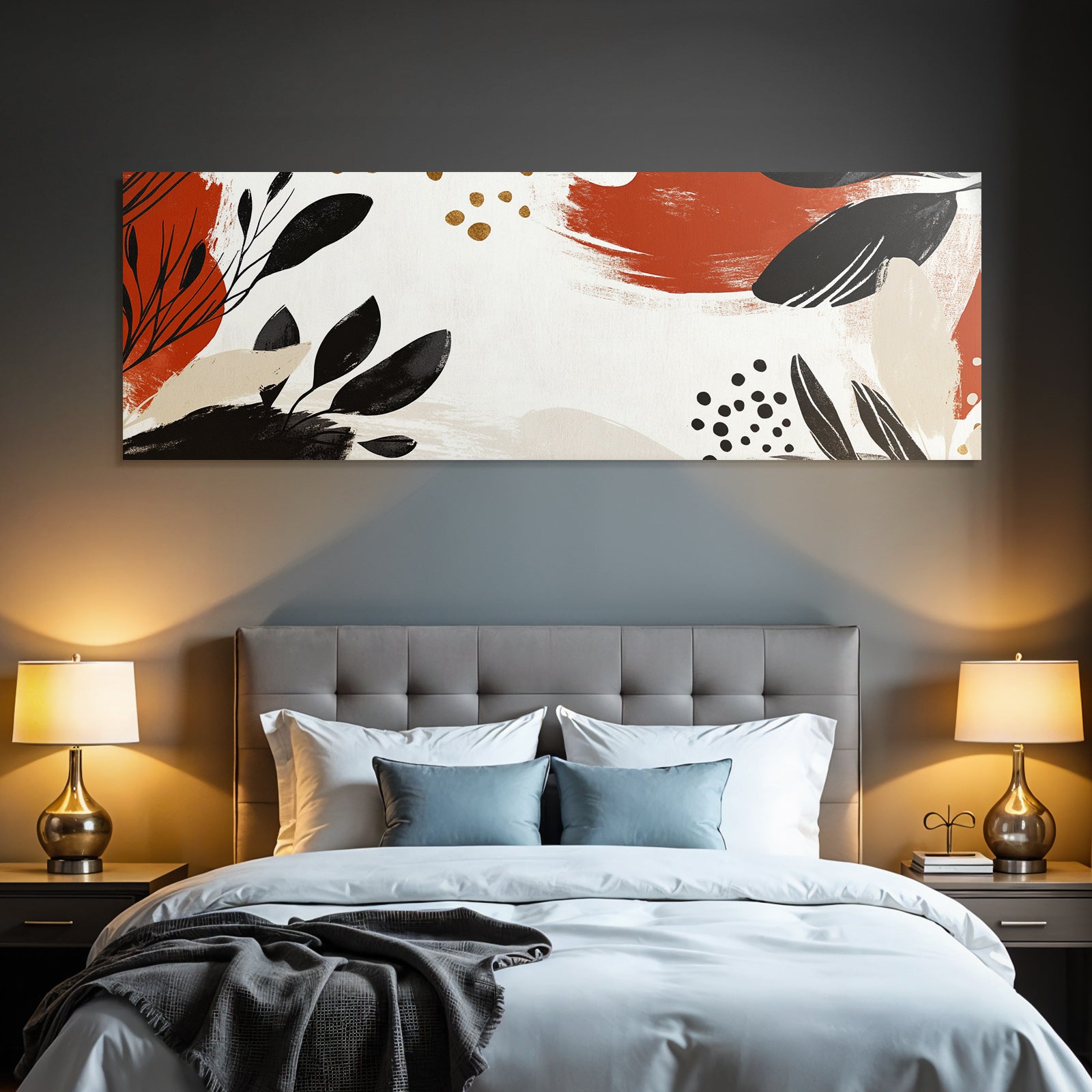 Abstrakte Elemente Blatt Formen Farbe Black Orange Creme
