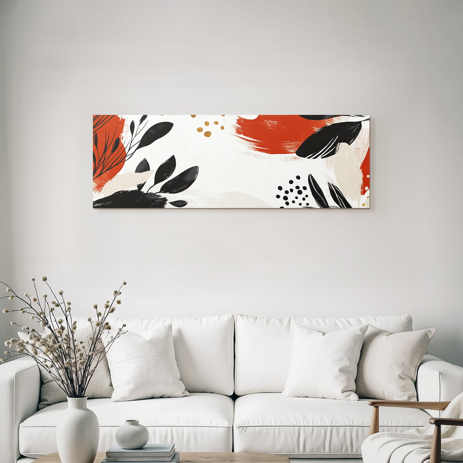 Abstrakte Elemente Blatt Formen Farbe Black Orange Creme
