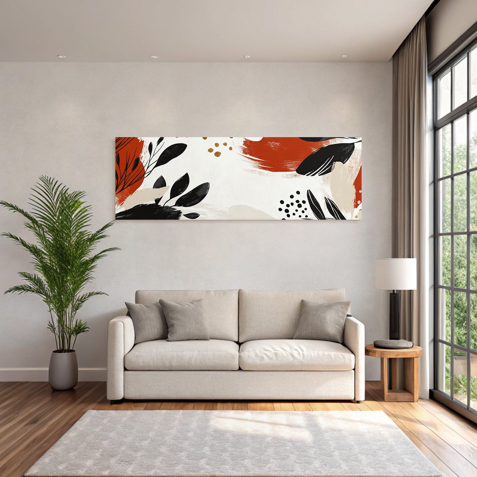 Abstrakte Elemente Blatt Formen Farbe Black Orange Creme