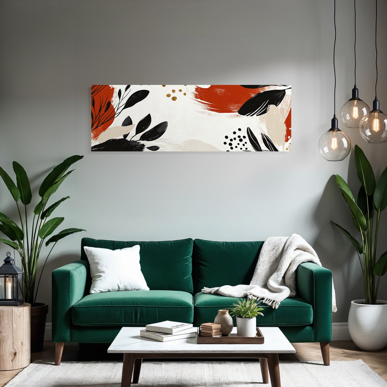 Abstrakte Elemente Blatt Formen Farbe Black Orange Creme