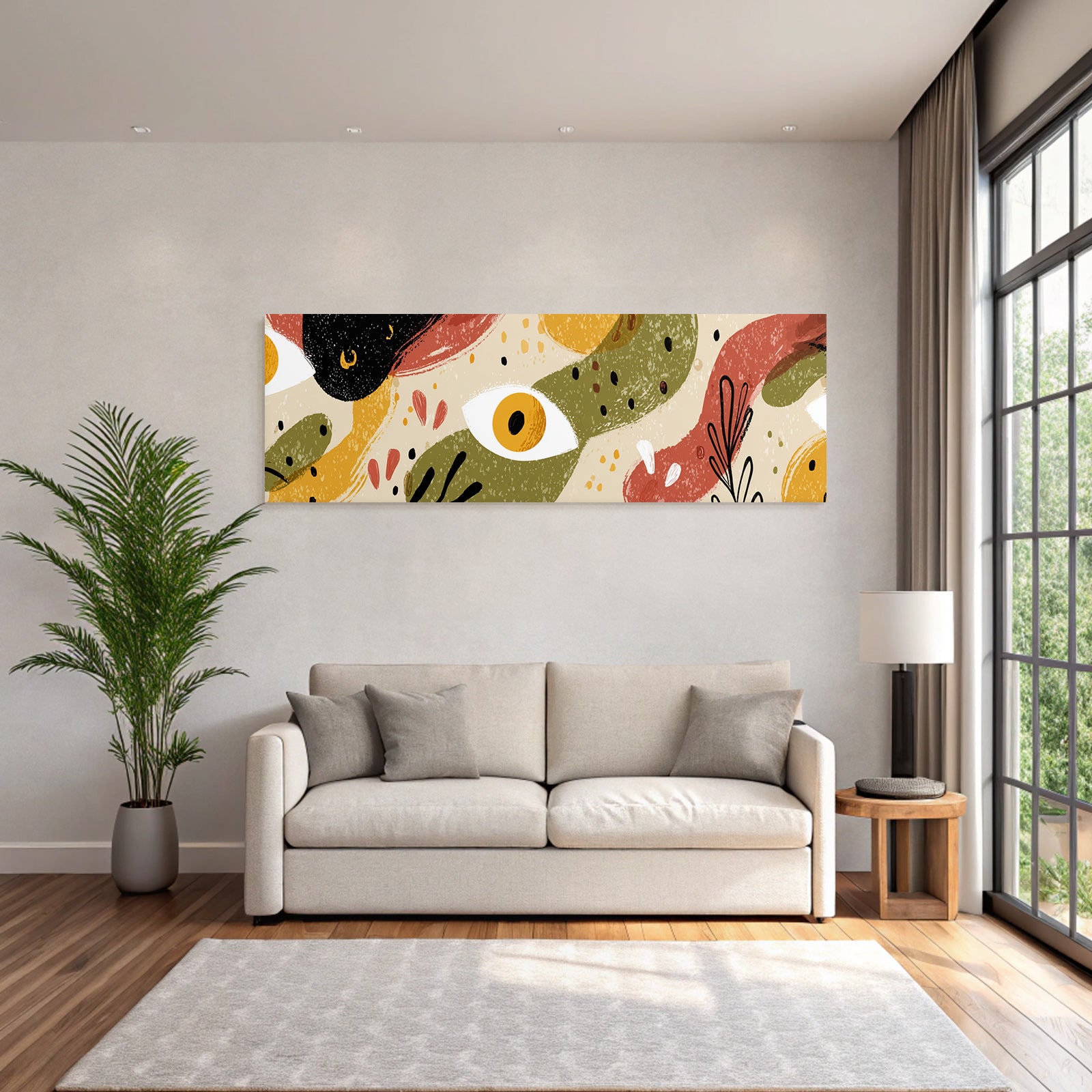 Abstrakte Illustration Mit Bunten Formen Und Augen
