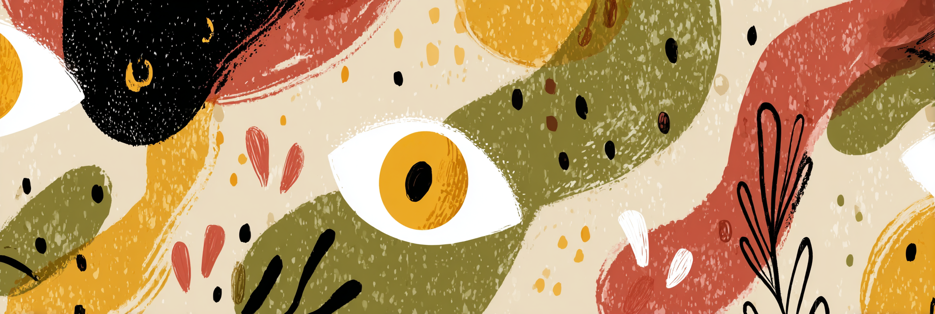 Abstrakte Illustration Mit Bunten Formen Und Augen | Boho Eklektisch | Einrichtungsstile