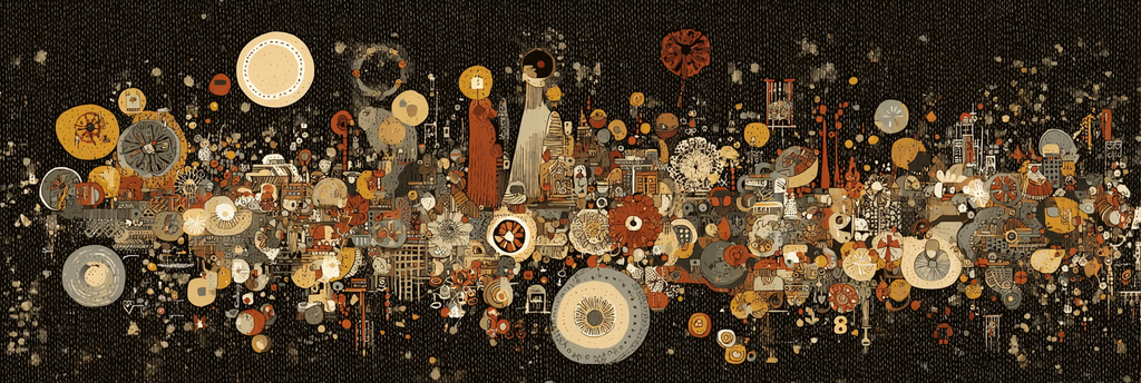 Abstrakte Kunst Bunte Formen Muster Dunkler Hintergrund | Boho Eklektisch | Einrichtungsstile