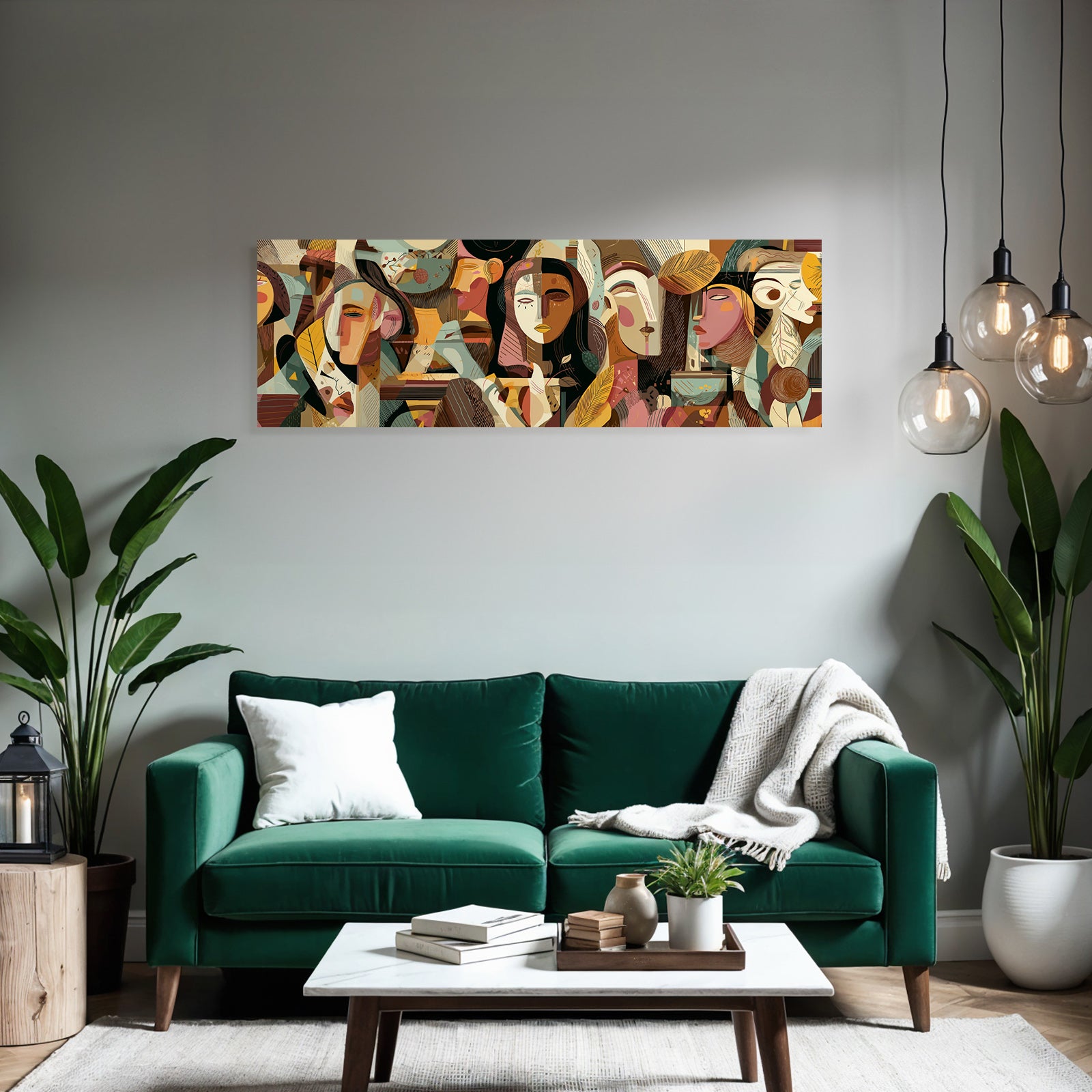 Abstrakte Kunst Mit Stilisierten Gesichtern Farben Und Mustern