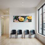 Bunte Blumen Gestaltung Mit Gelben Blumen Und Abstrakten Elementen Dunkel Background