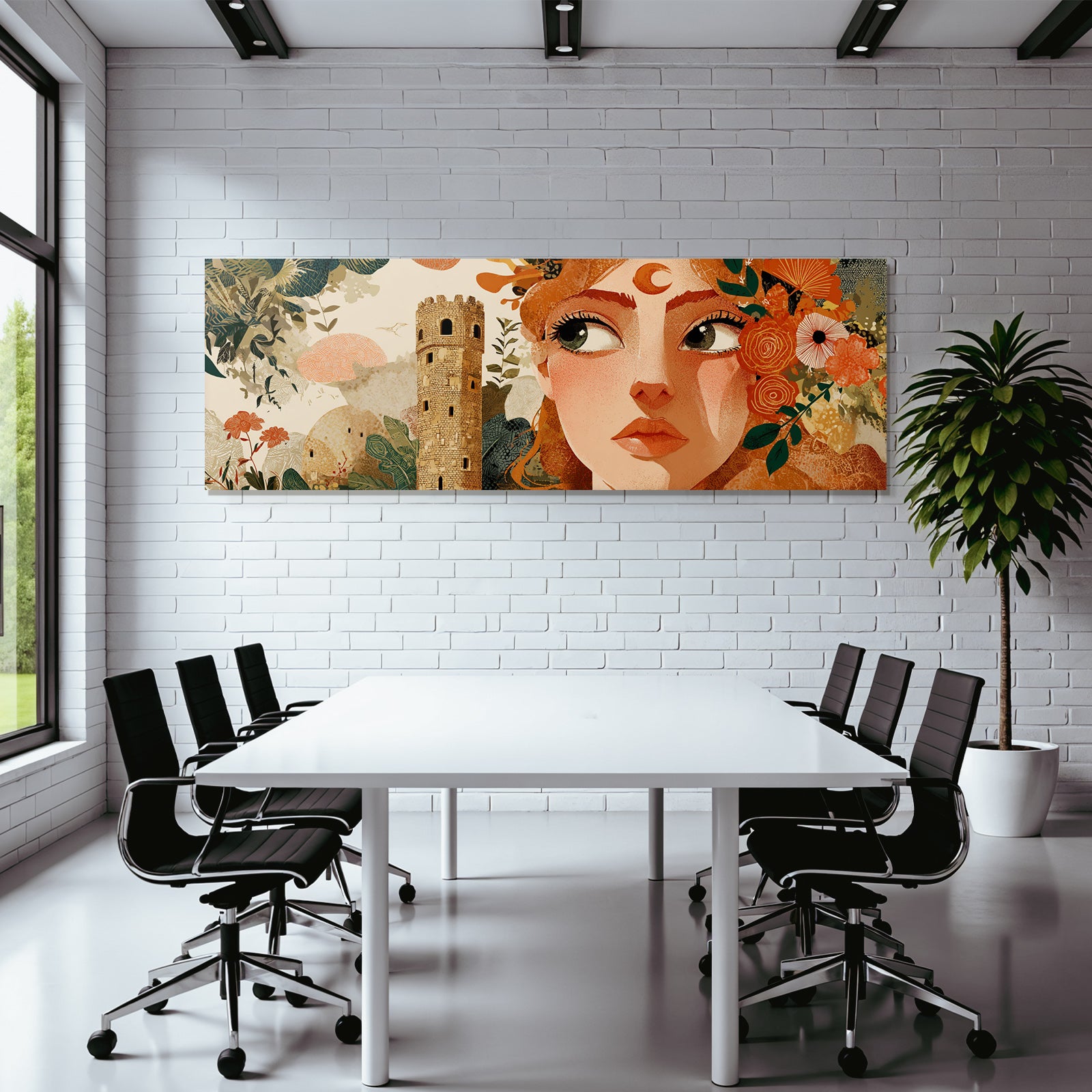 Frau Blumen Turm Illustration