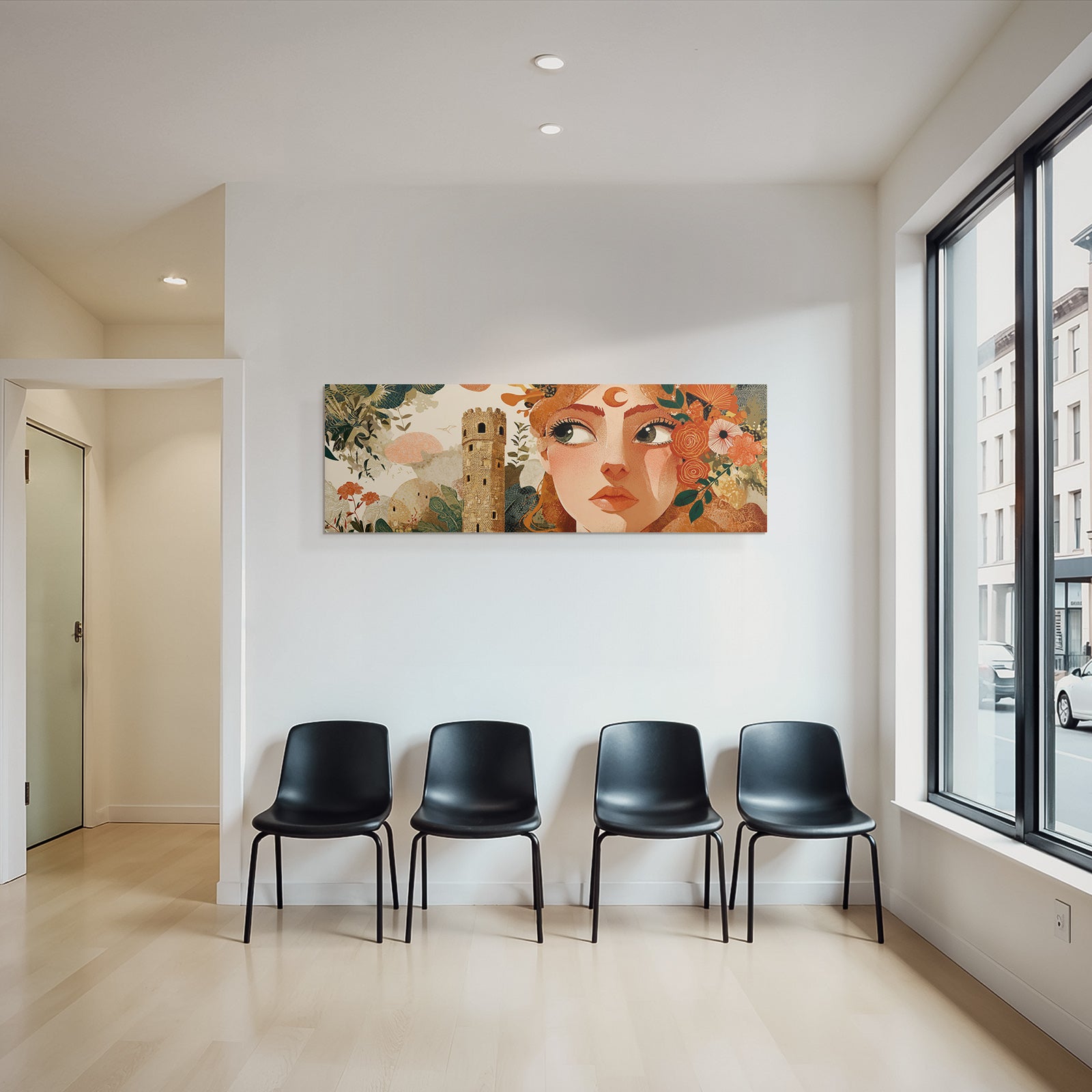 Frau Blumen Turm Illustration