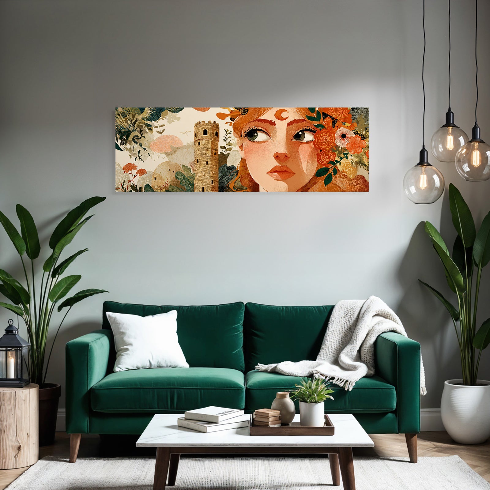Frau Blumen Turm Illustration