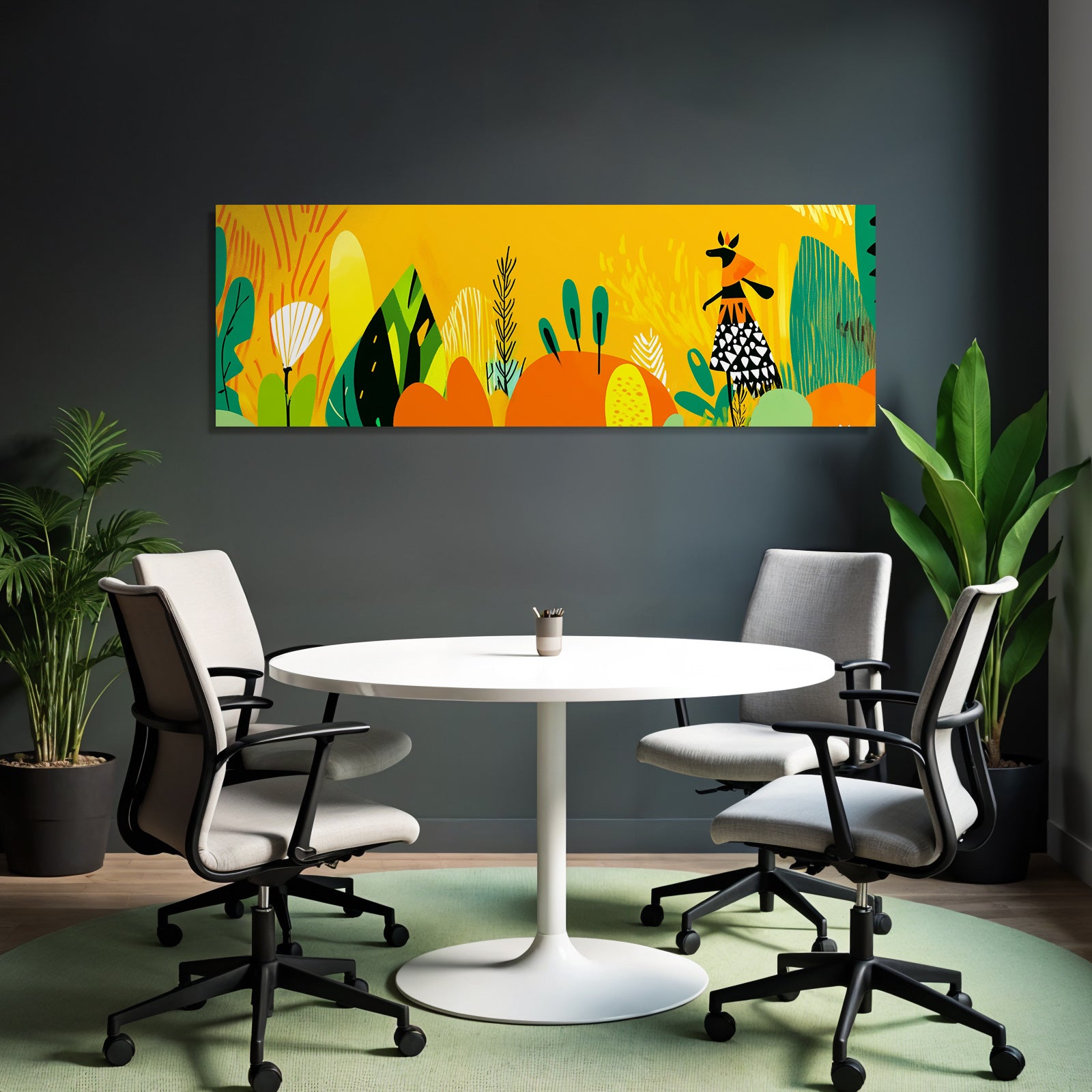 Lebendige Landschaft Illustration Mit Pflanzen Und Figur