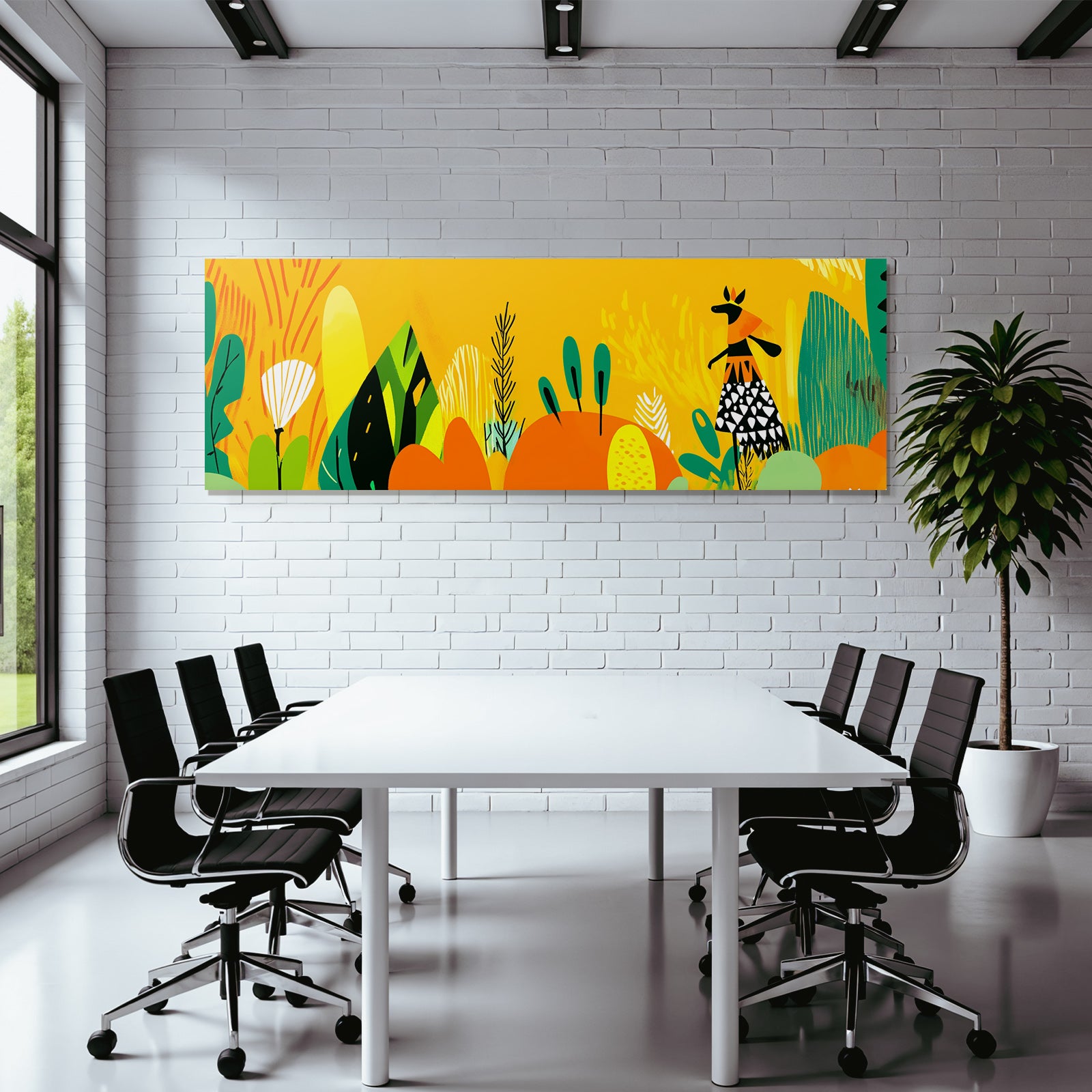 Lebendige Landschaft Illustration Mit Pflanzen Und Figur