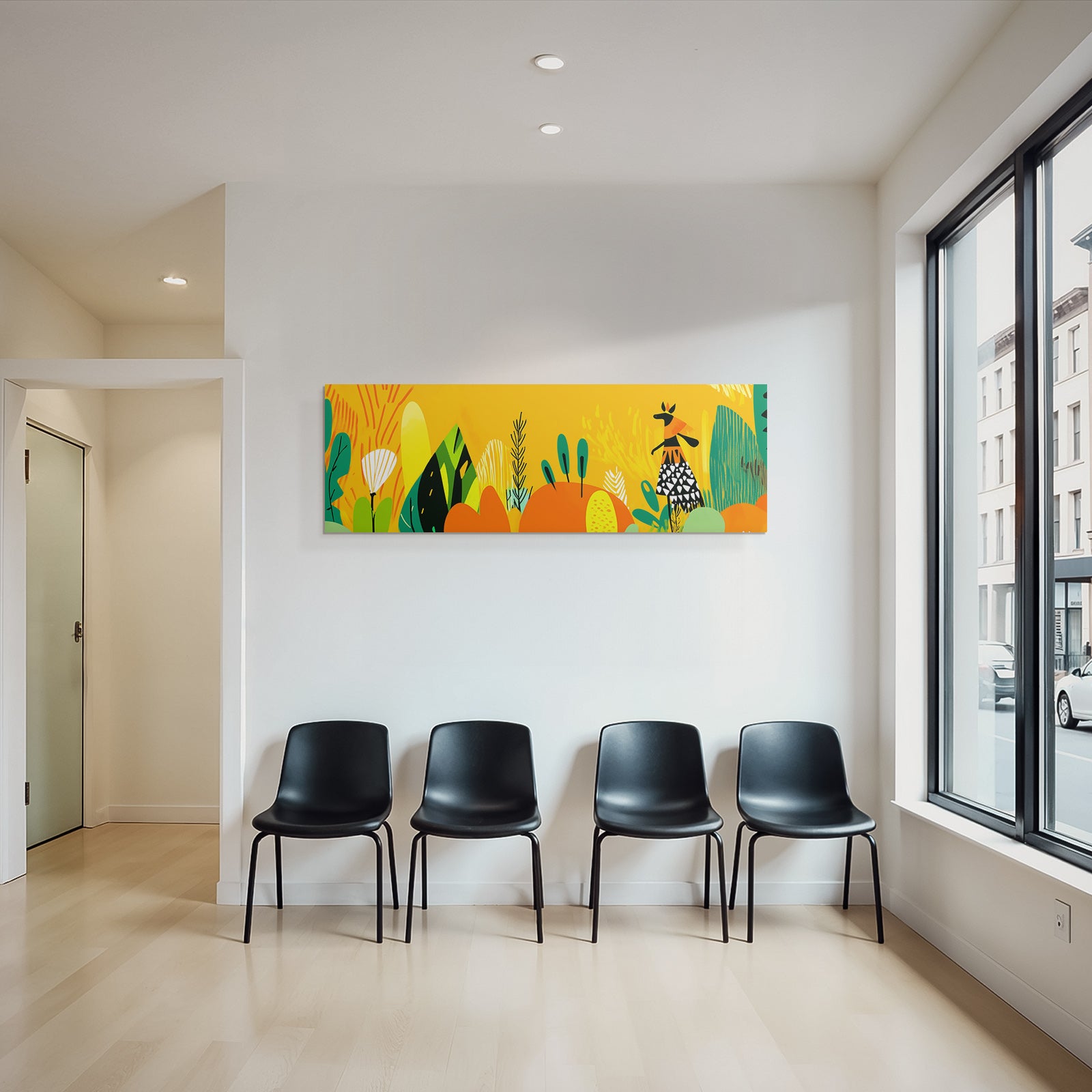 Lebendige Landschaft Illustration Mit Pflanzen Und Figur