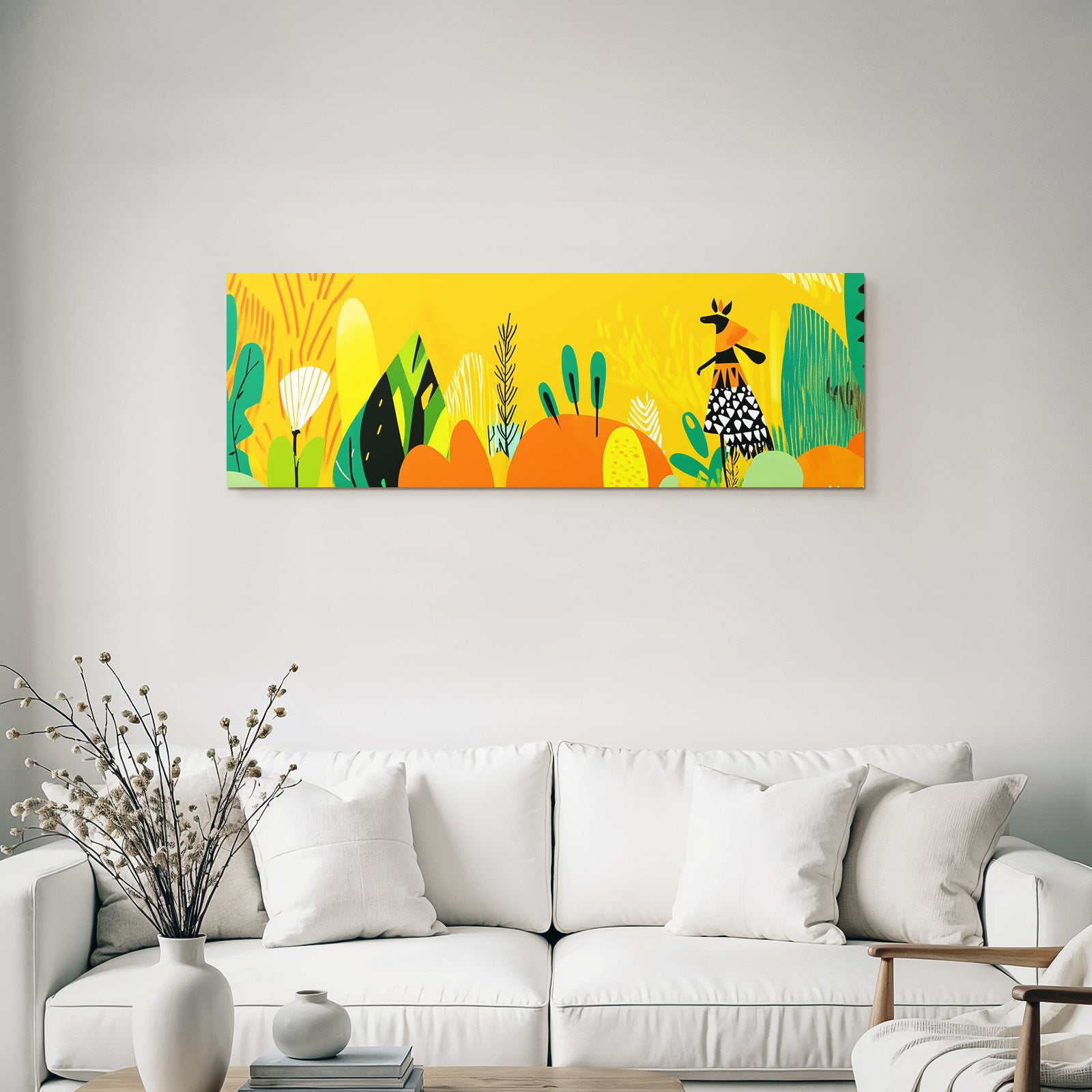 Lebendige Landschaft Illustration Mit Pflanzen Und Figur