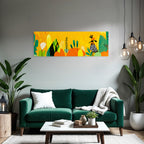 Lebendige Landschaft Illustration Mit Pflanzen Und Figur